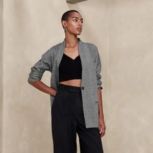 NWT Banana Republic Factory Nailhead Textured Blazer XL Charcoal Gray